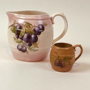 Limoges China Hand Painted Plum Cider Pitcher & 1 Cup/Mug